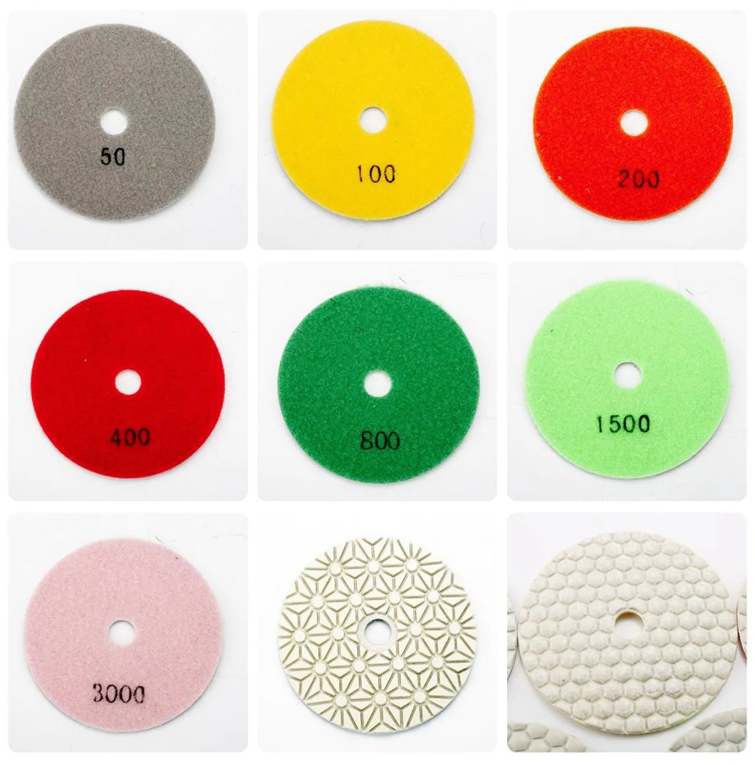 Diamond Polishing Pads 4 Inch Wet / Dry 8 Piece Set Granite Stone Concrete Marble